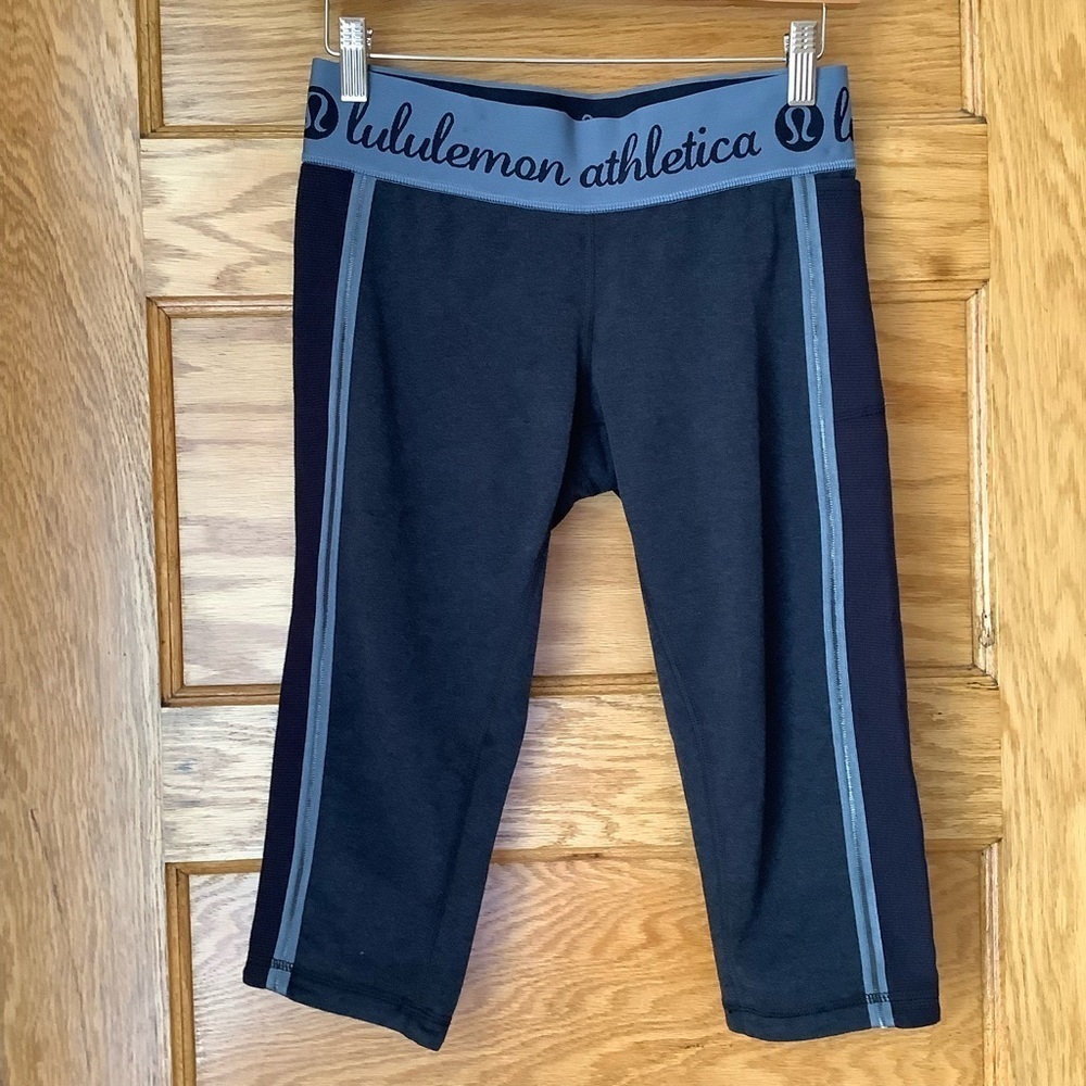 LULULEMON Inner Essence Crop Leggings Heathered Naval Blue 8 - Picture 2 of 12